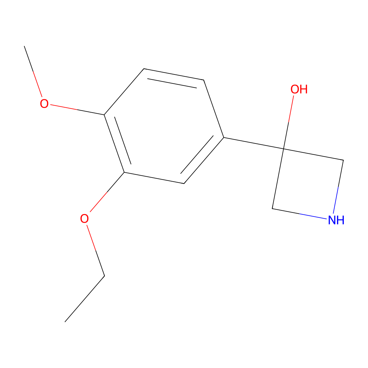 3-(3-Ethoxy-4-methoxyphenyl)azetidin-3-ol molecular structure, CAS 2229350-34-7