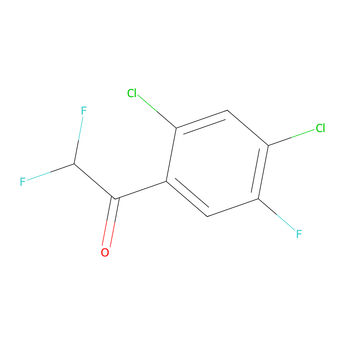1-(2,4-Dichloro-5-fluorophenyl)-2,2-difluoroethan-1-one molecular structure, CAS 2229352-43-4