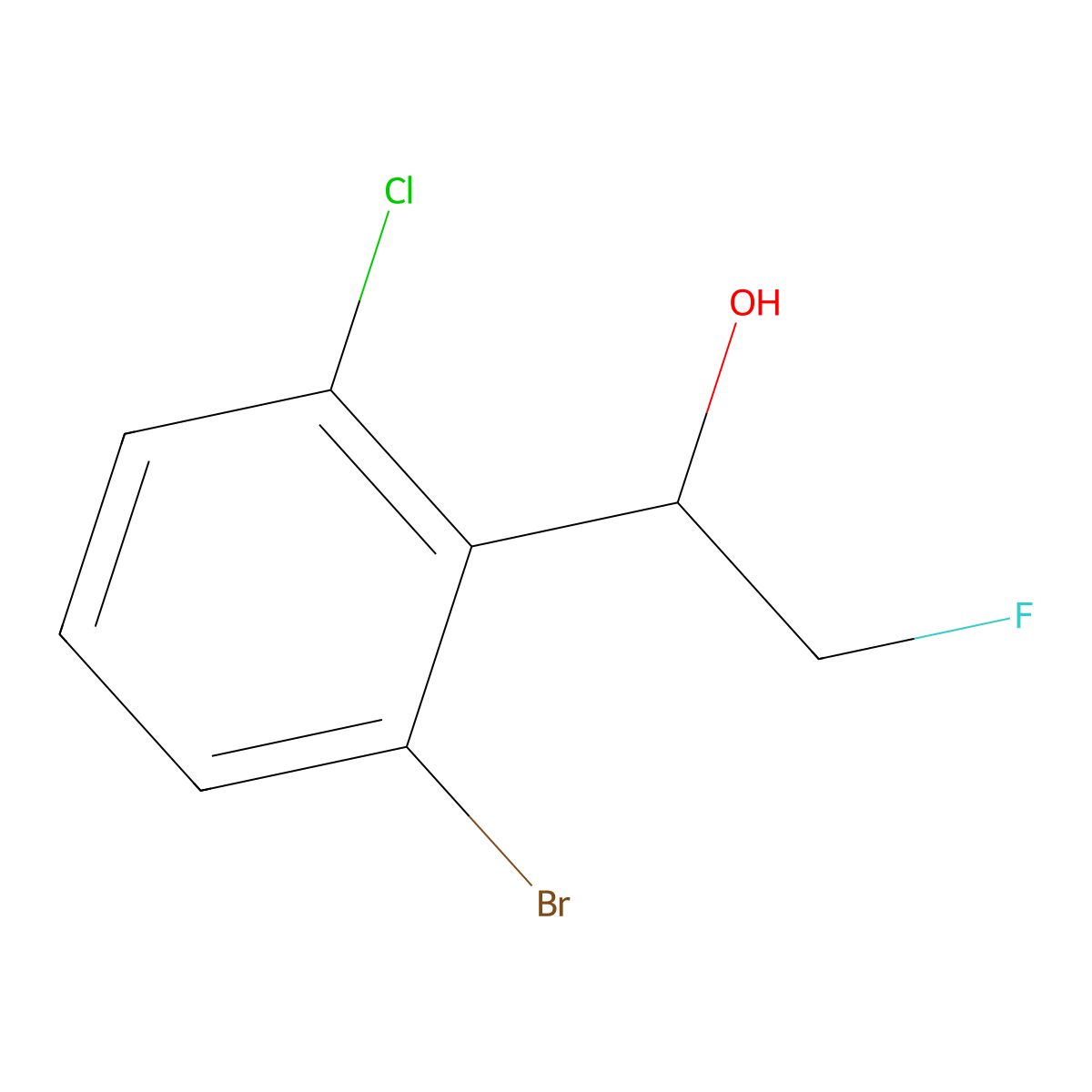 1-(2-Bromo-6-chlorophenyl)-2-fluoroethan-1-ol molecular structure, CAS 2229354-80-5