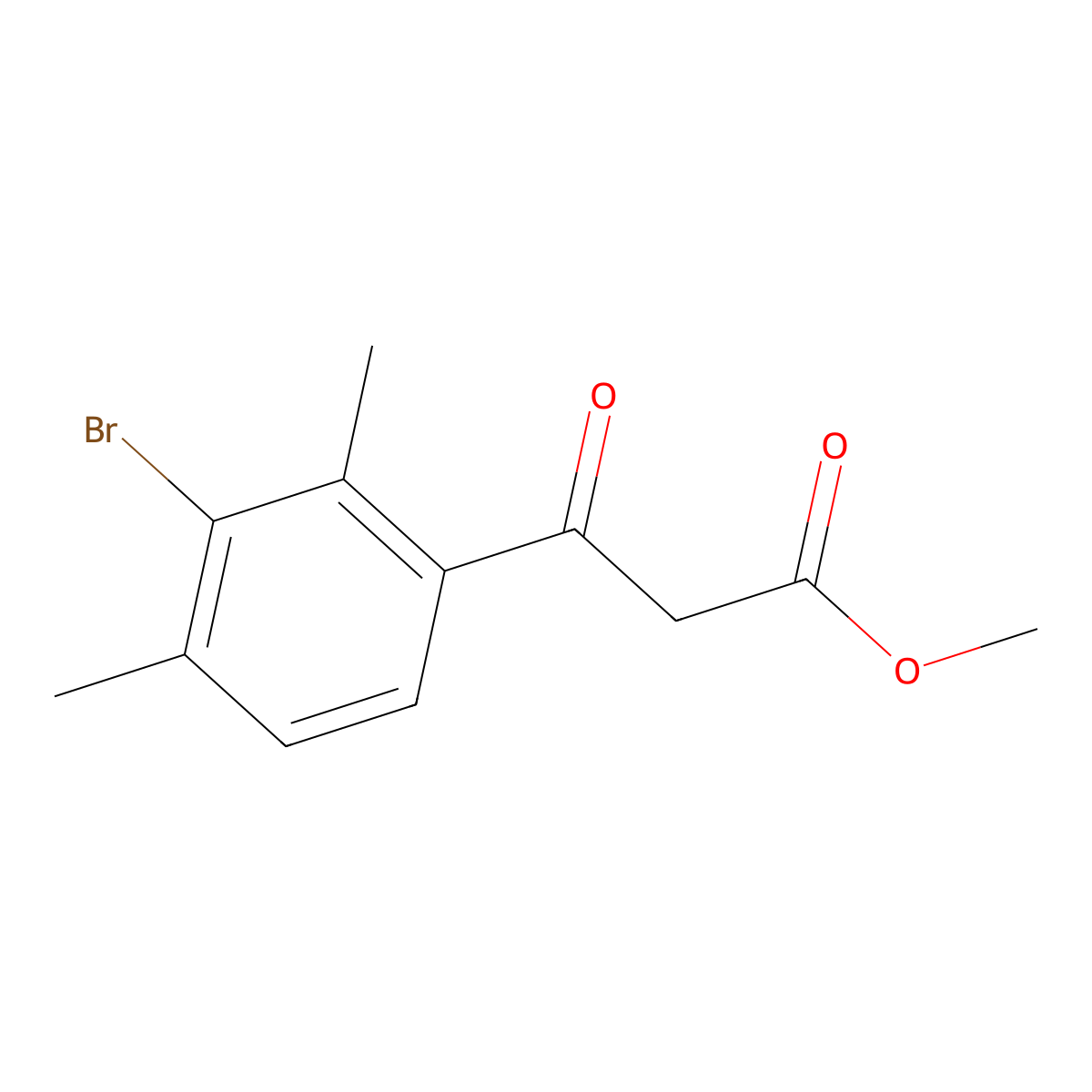 Methyl 3-(3-bromo-2,4-dimethylphenyl)-3-oxopropanoate molecular structure, CAS 2229355-98-8