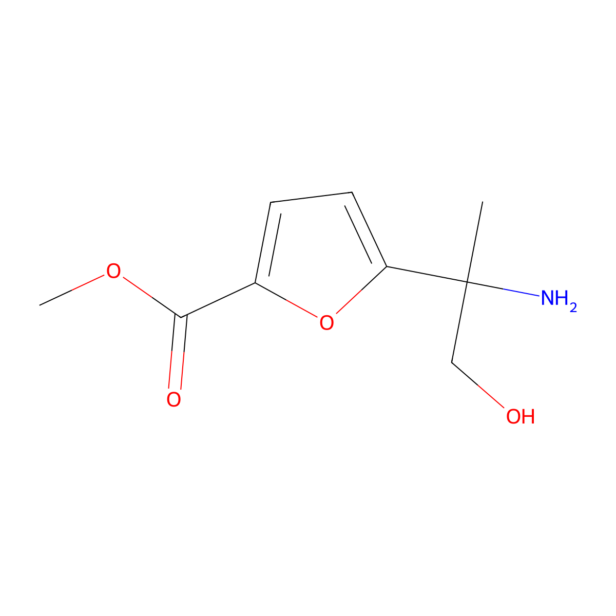 Methyl 5-(2-amino-1-hydroxypropan-2-yl)furan-2-carboxylate molecular structure, CAS 2229358-69-2