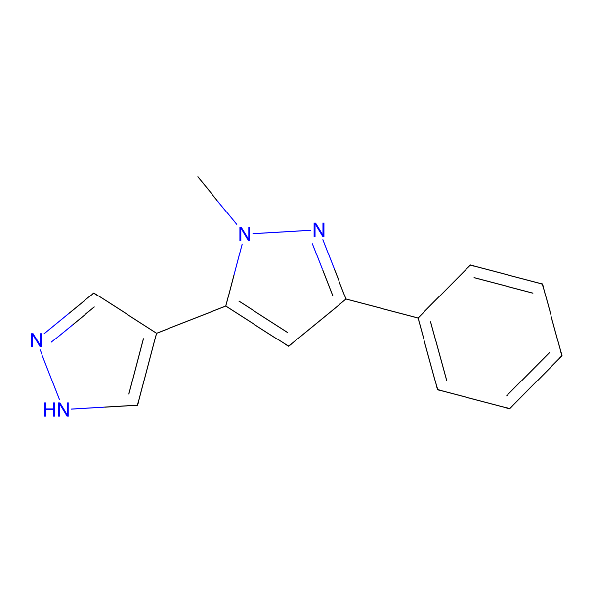 1-methyl-3-phenyl-5-(1H-pyrazol-4-yl)-1H-pyrazole molecular structure, CAS 2229359-99-1