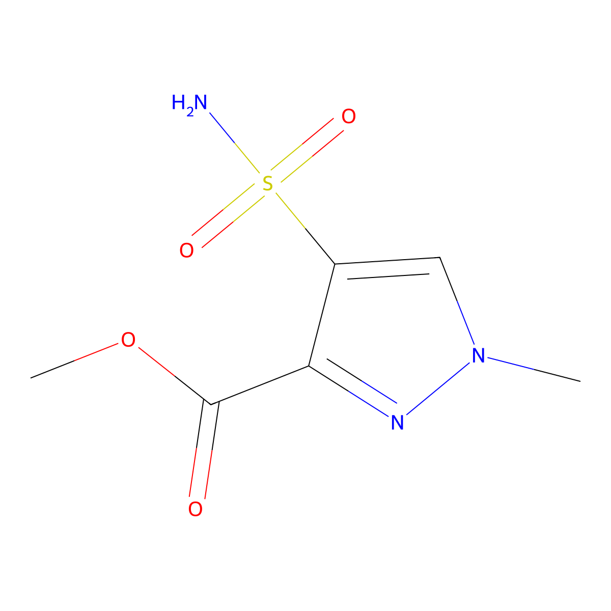 methyl 1-methyl-4-sulfamoyl-1H-pyrazole-3-carboxylate molecular structure, CAS 2229360-27-2