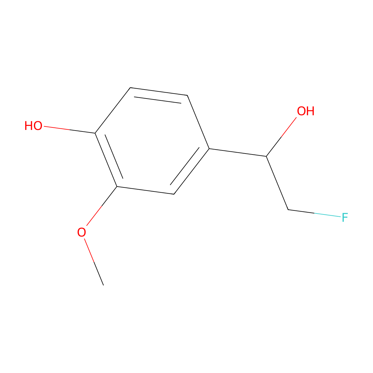 4-(2-Fluoro-1-hydroxyethyl)-2-methoxyphenol molecular structure, CAS 2229361-37-7