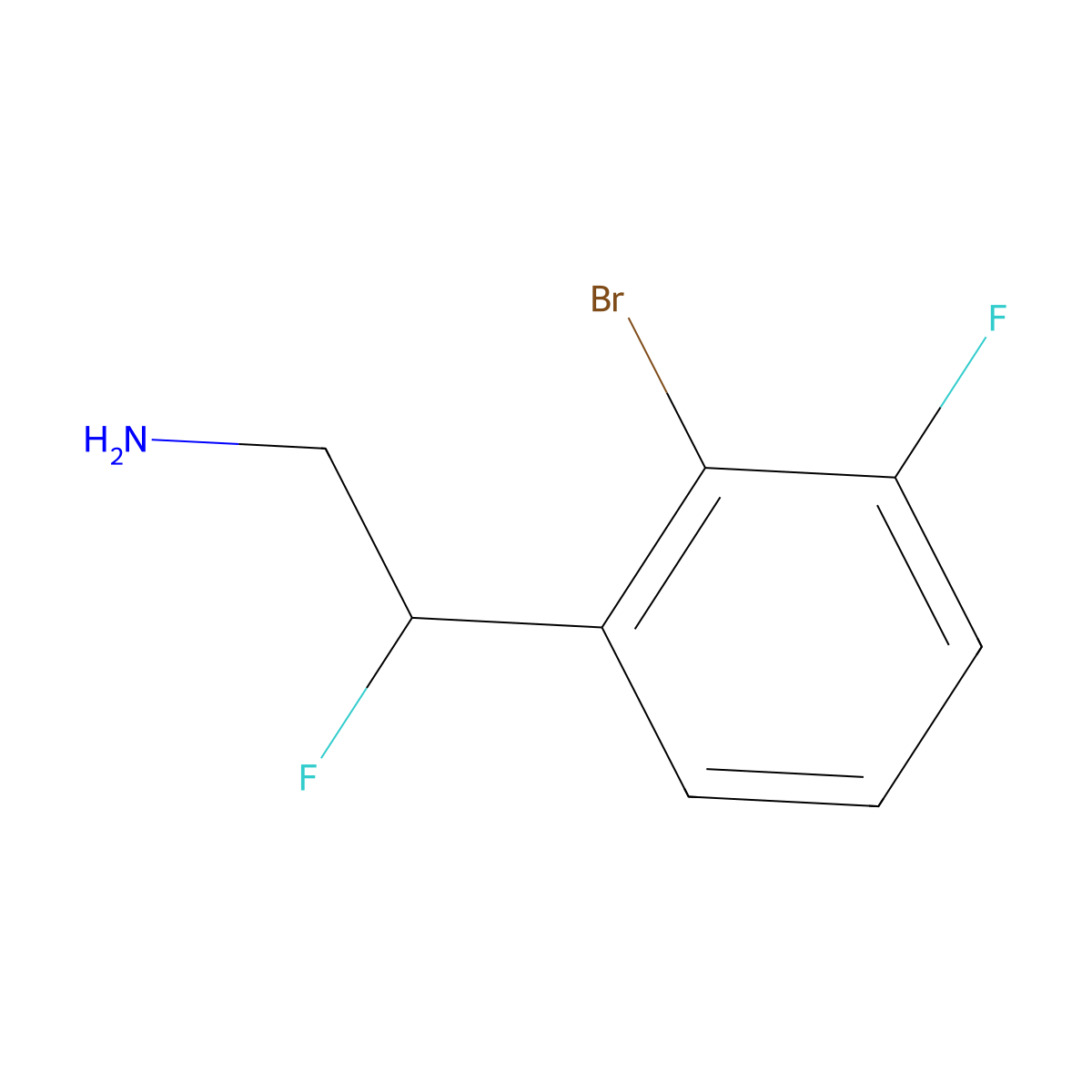 2-(2-Bromo-3-fluorophenyl)-2-fluoroethan-1-amine molecular structure, CAS 2229362-15-4