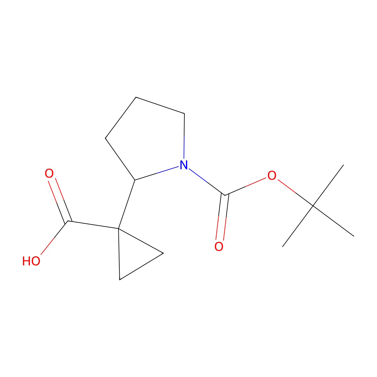 1-{1-[(Tert-butoxy)carbonyl]pyrrolidin-2-yl}cyclopropane-1-carboxylic acid molecular structure, CAS 2229362-78-9