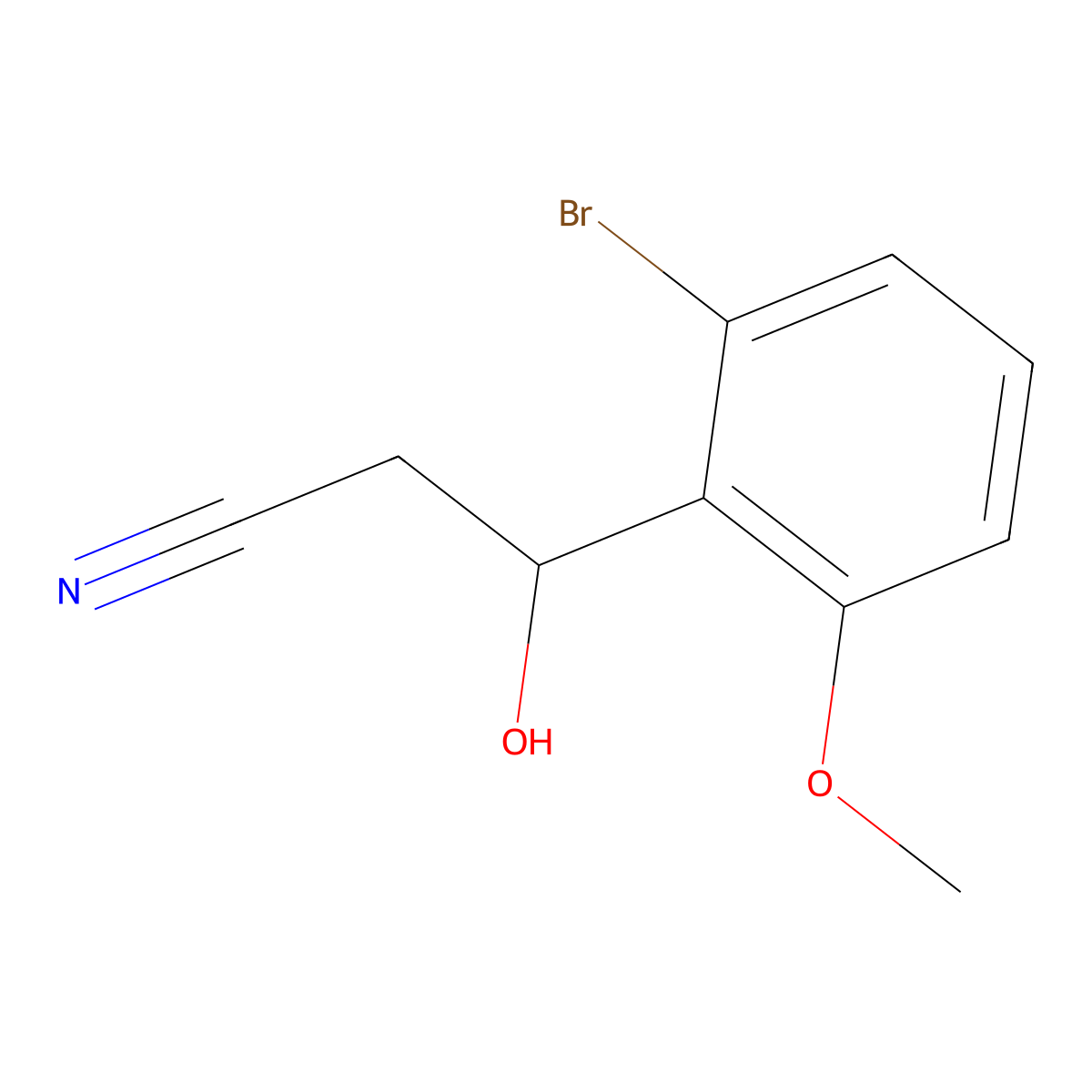 3-(2-Bromo-6-methoxyphenyl)-3-hydroxypropanenitrile molecular structure, CAS 2229363-55-5