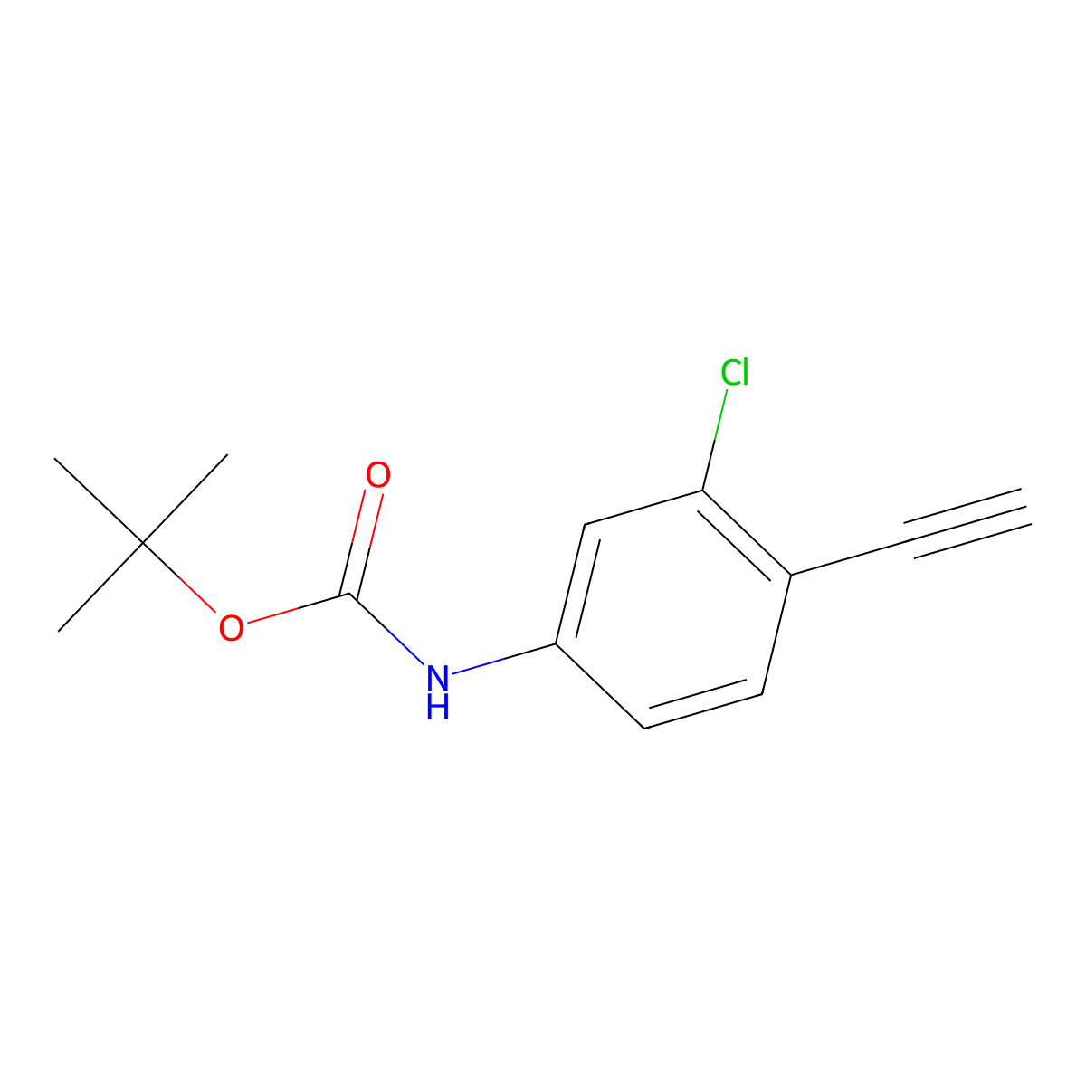 tert-butyl N-(3-chloro-4-ethynylphenyl)carbamate molecular structure, CAS 2229363-64-6