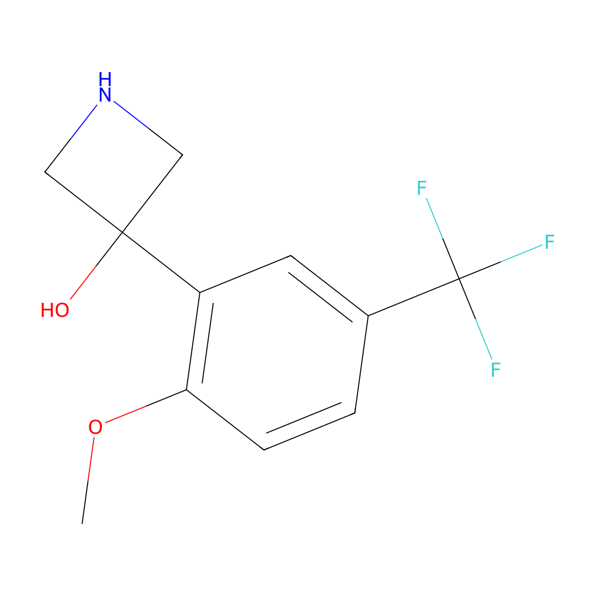 3-[2-Methoxy-5-(trifluoromethyl)phenyl]azetidin-3-ol molecular structure, CAS 2229363-74-8