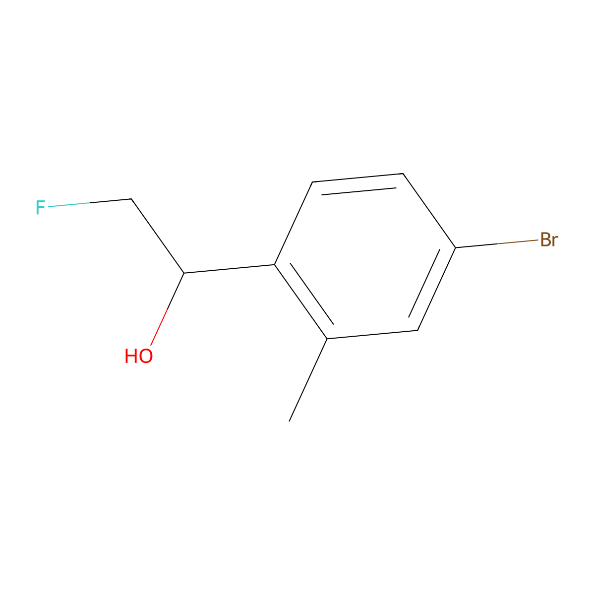 1-(4-Bromo-2-methylphenyl)-2-fluoroethan-1-ol molecular structure, CAS 2229364-53-6