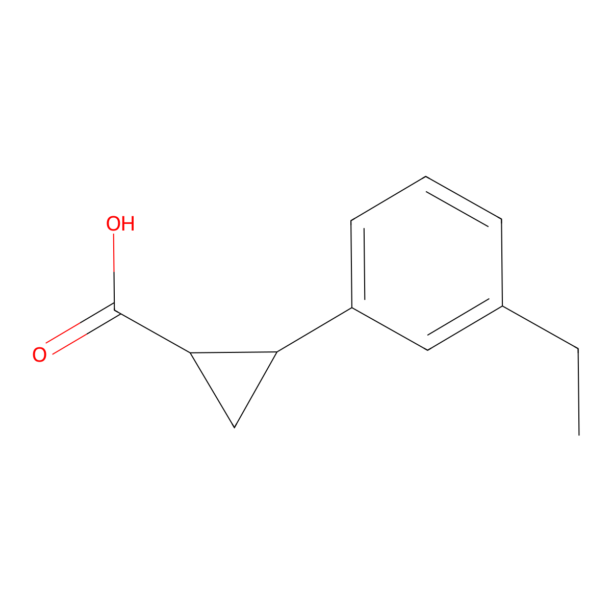 2-(3-Ethylphenyl)cyclopropane-1-carboxylic acid molecular structure, CAS 2229364-54-7