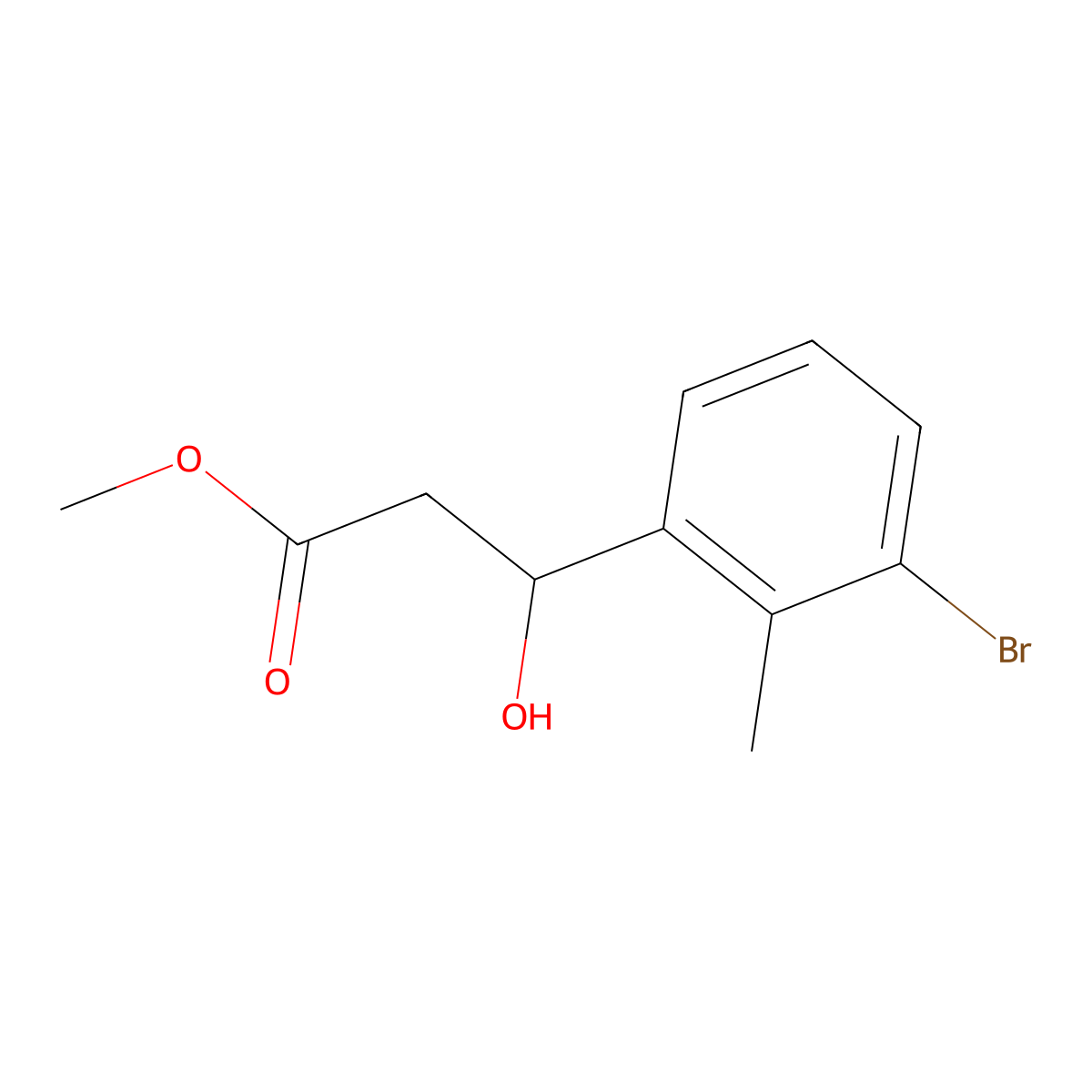 Methyl 3-(3-bromo-2-methylphenyl)-3-hydroxypropanoate molecular structure, CAS 2229367-66-0