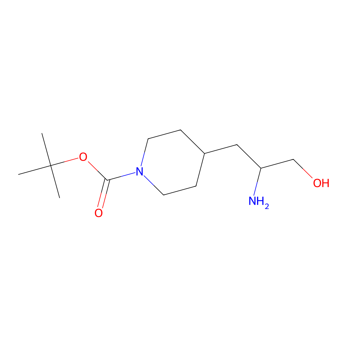 Tert-butyl 4-(2-amino-3-hydroxypropyl)piperidine-1-carboxylate molecular structure, CAS 2229368-00-5
