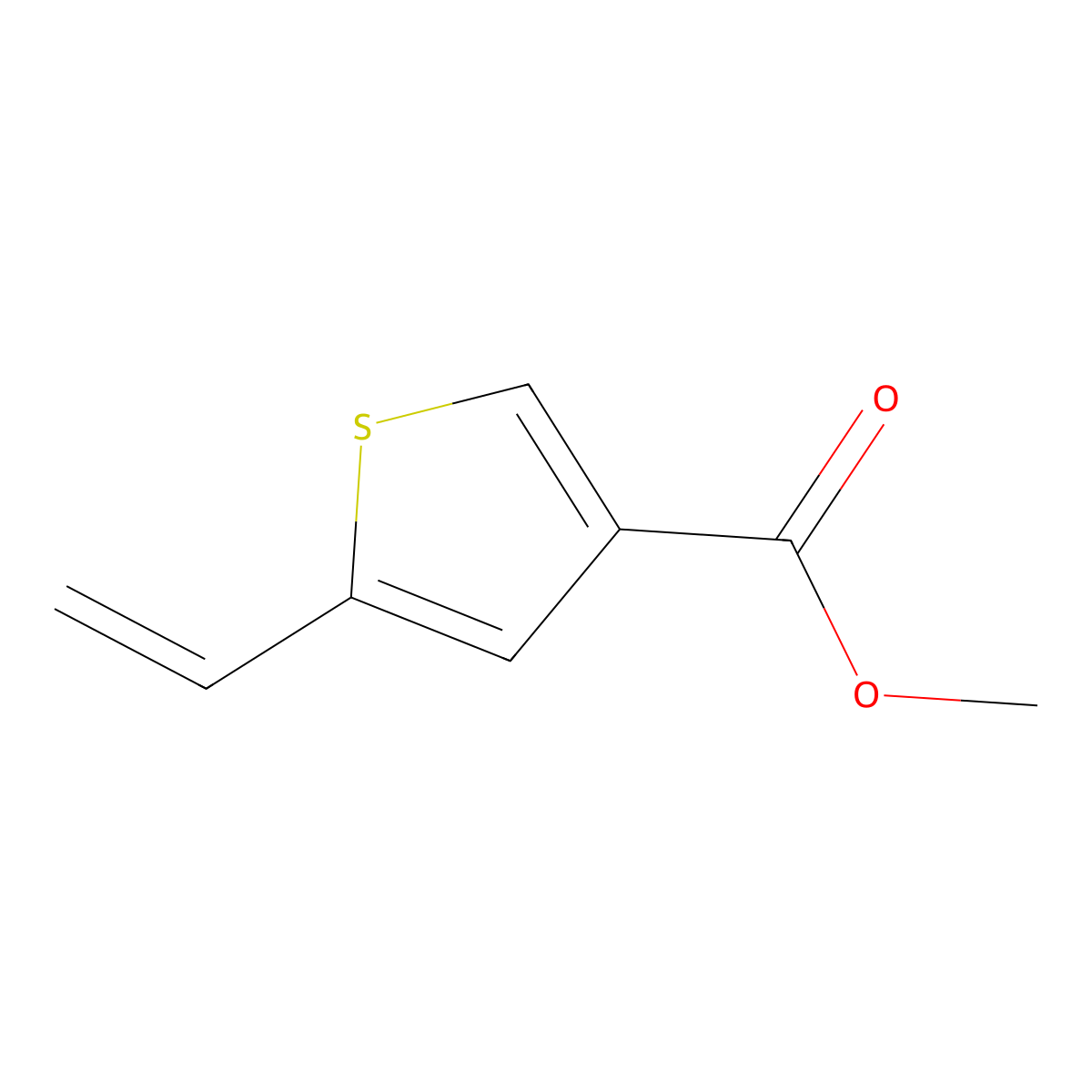 Methyl 5-ethenylthiophene-3-carboxylate molecular structure, CAS 2229368-04-9