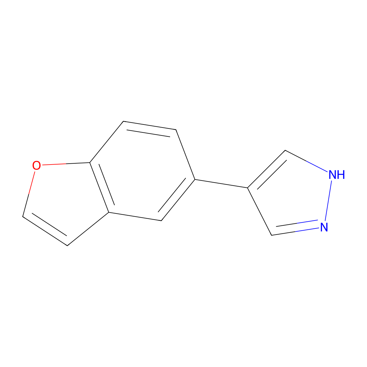 4-(1-benzofuran-5-yl)-1H-pyrazole molecular structure, CAS 2229368-11-8