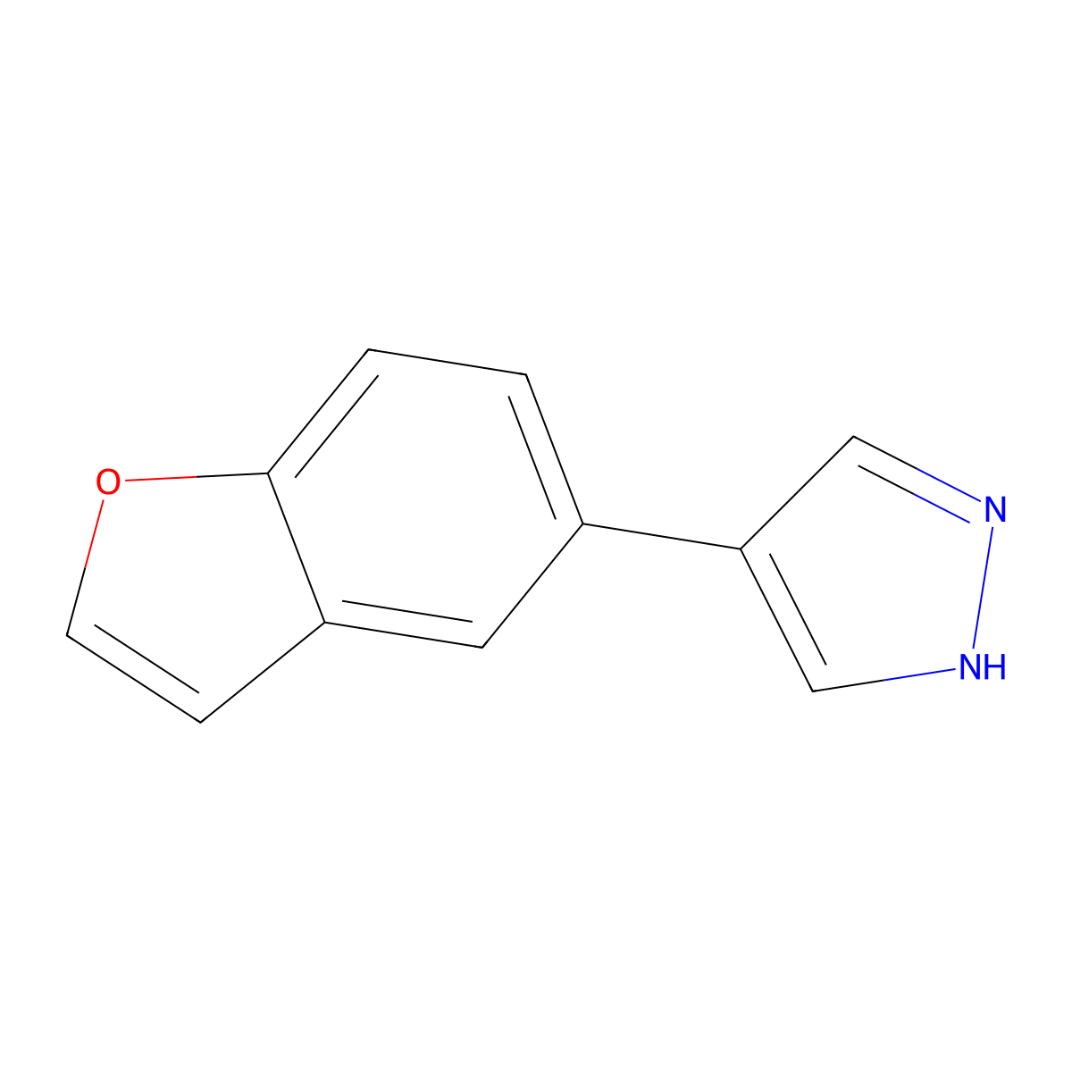 4-(1-benzofuran-5-yl)-1H-pyrazole molecular structure, CAS 2229368-11-8