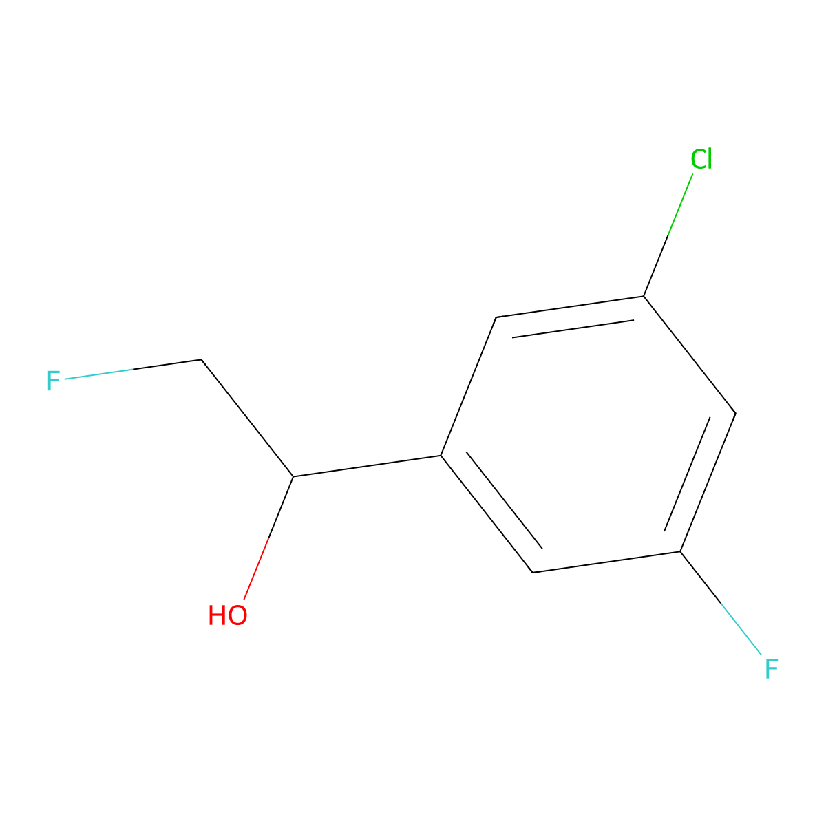 1-(3-Chloro-5-fluorophenyl)-2-fluoroethan-1-ol molecular structure, CAS 2229369-31-5