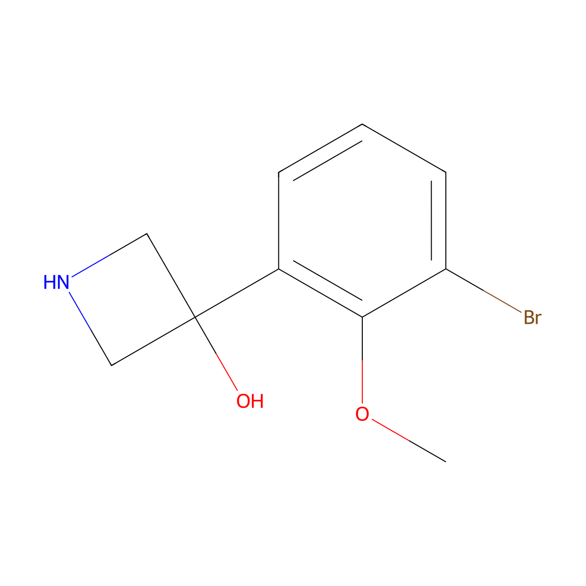 3-(3-Bromo-2-methoxyphenyl)azetidin-3-ol molecular structure, CAS 2229369-55-3
