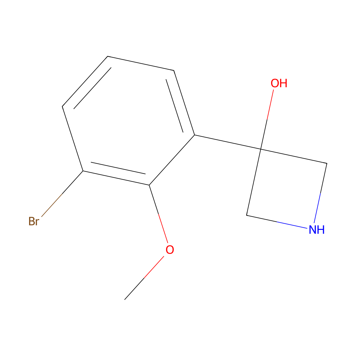 3-(3-Bromo-2-methoxyphenyl)azetidin-3-ol molecular structure, CAS 2229369-55-3