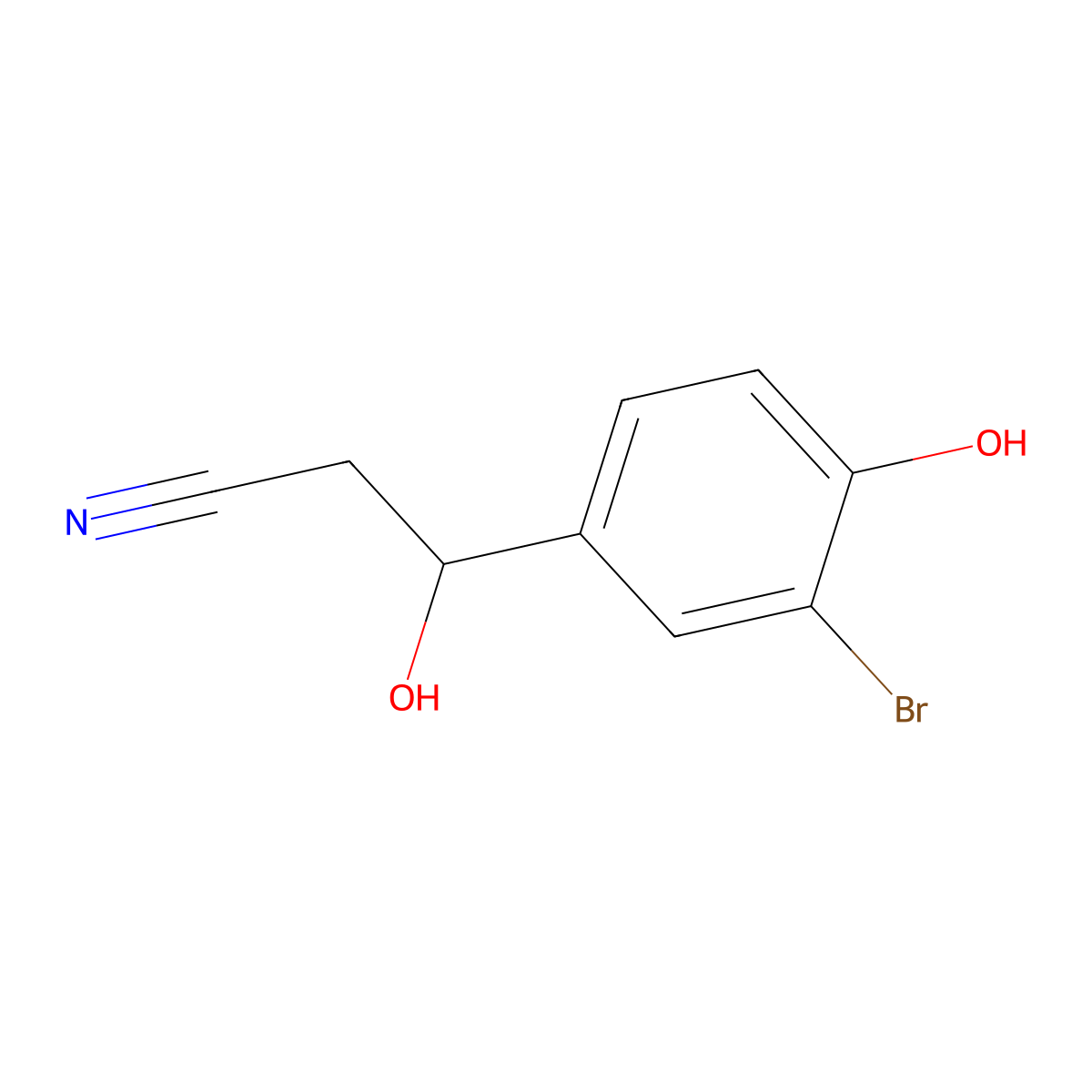 3-(3-Bromo-4-hydroxyphenyl)-3-hydroxypropanenitrile molecular structure, CAS 2229369-82-6