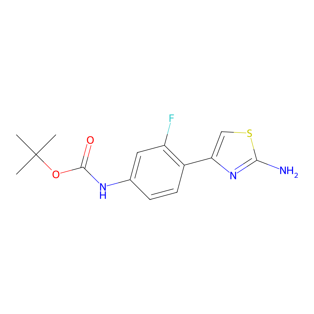 tert-butyl N-[4-(2-amino-1,3-thiazol-4-yl)-3-fluorophenyl]carbamate molecular structure, CAS 2229370-11-8