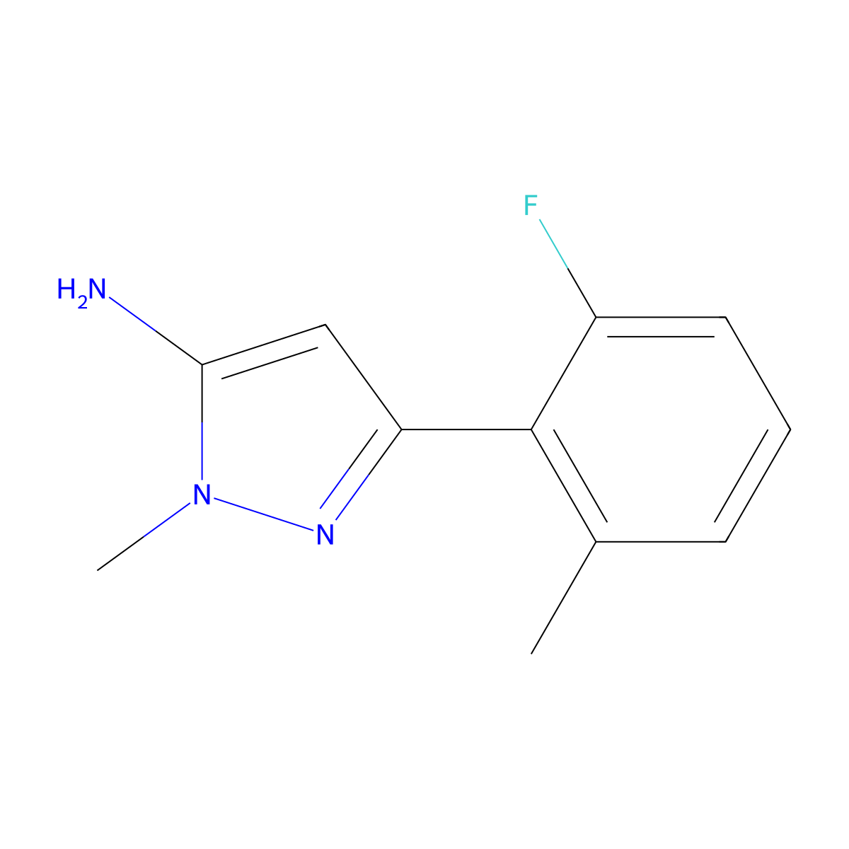 3-(2-fluoro-6-methylphenyl)-1-methyl-1H-pyrazol-5-amine molecular structure, CAS 2229370-21-0