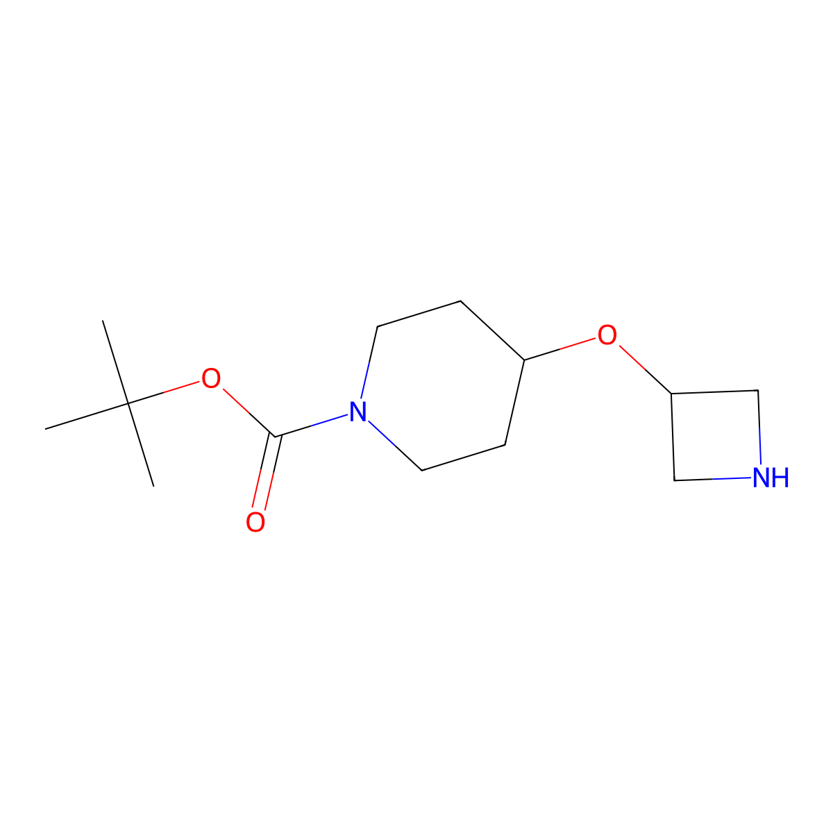 tert-Butyl 4-(azetidin-3-yloxy)piperidine-1-carboxylate molecular structure, CAS 2229376-64-9