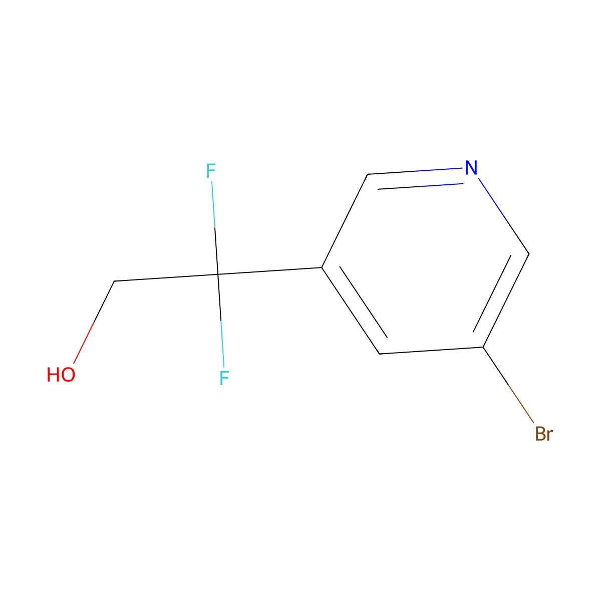 2-(5-Bromopyridin-3-yl)-2,2-difluoroethan-1-ol molecular structure, CAS 2229377-54-0