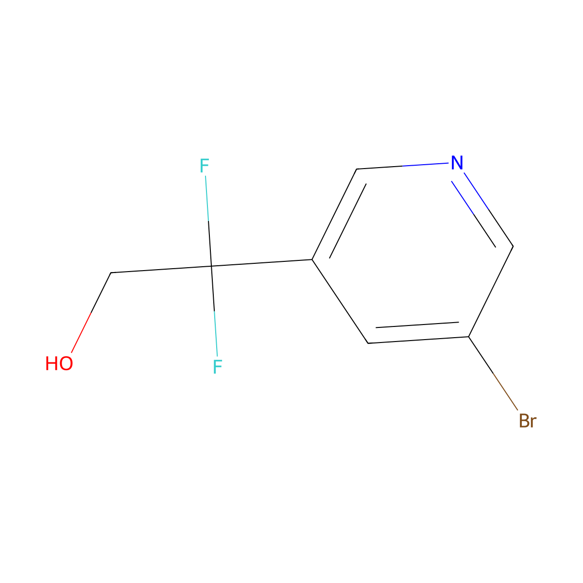 2-(5-Bromopyridin-3-yl)-2,2-difluoroethan-1-ol molecular structure, CAS 2229377-54-0