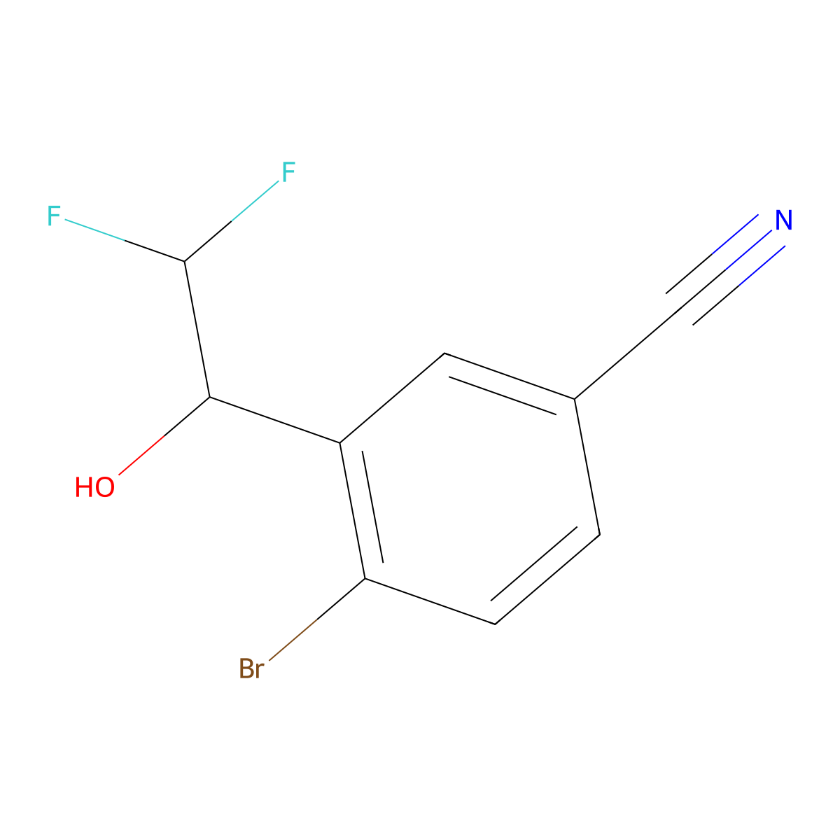 4-Bromo-3-(2,2-difluoro-1-hydroxyethyl)benzonitrile molecular structure, CAS 2229377-55-1