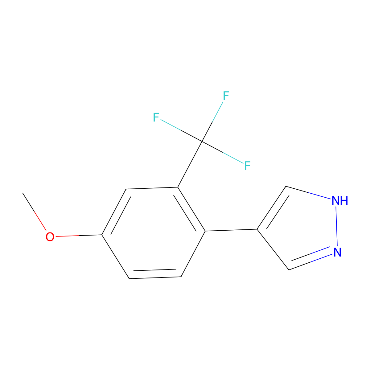 4-[4-methoxy-2-(trifluoromethyl)phenyl]-1H-pyrazole molecular structure, CAS 2229378-59-8
