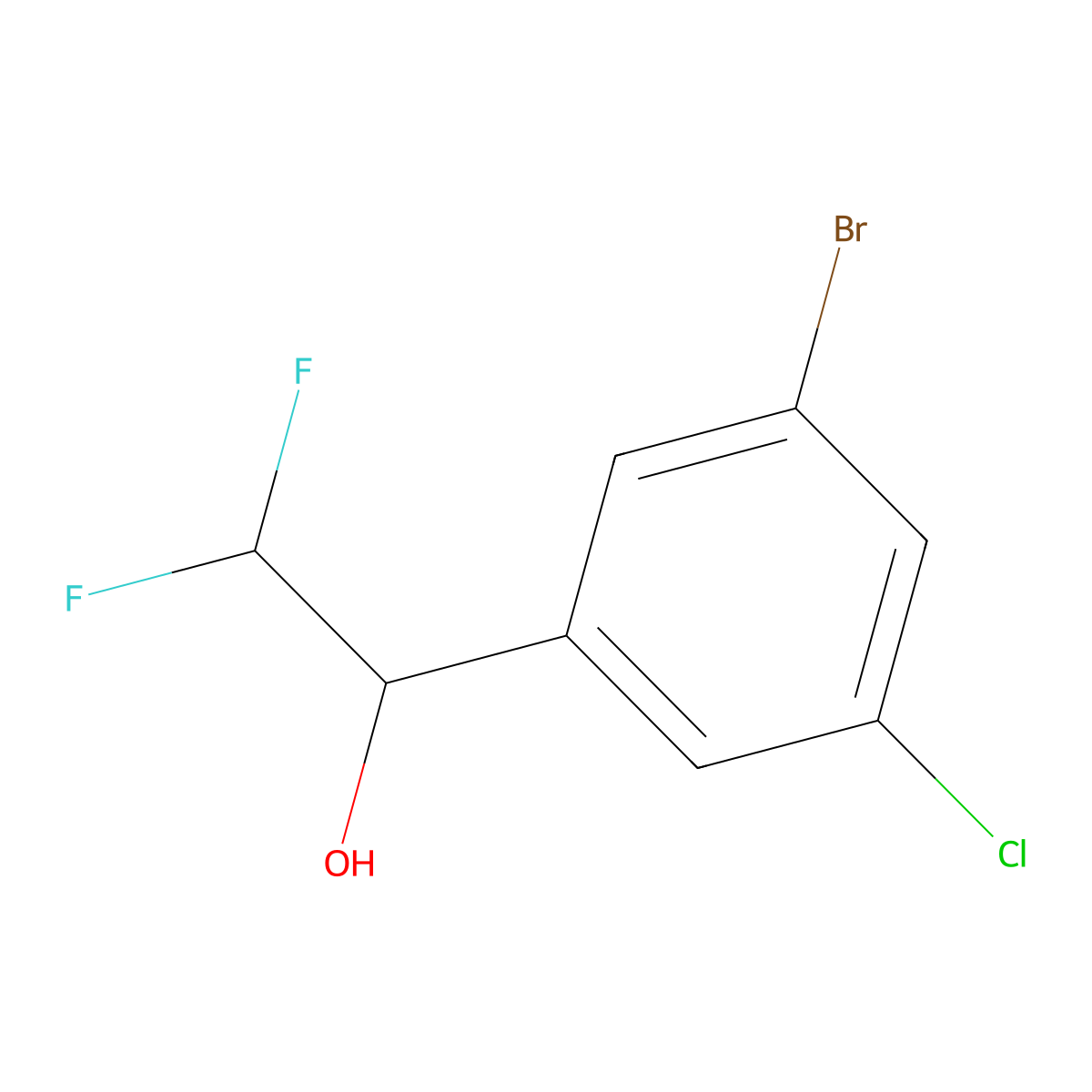1-(3-Bromo-5-chlorophenyl)-2,2-difluoroethan-1-ol molecular structure, CAS 2229379-35-3