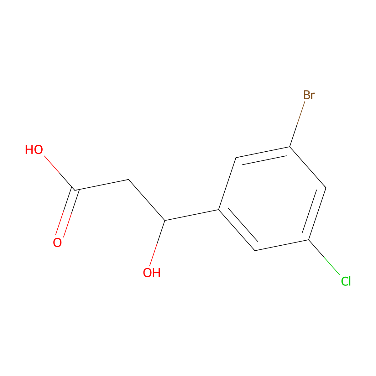 3-(3-Bromo-5-chlorophenyl)-3-hydroxypropanoic acid molecular structure, CAS 2229380-29-2