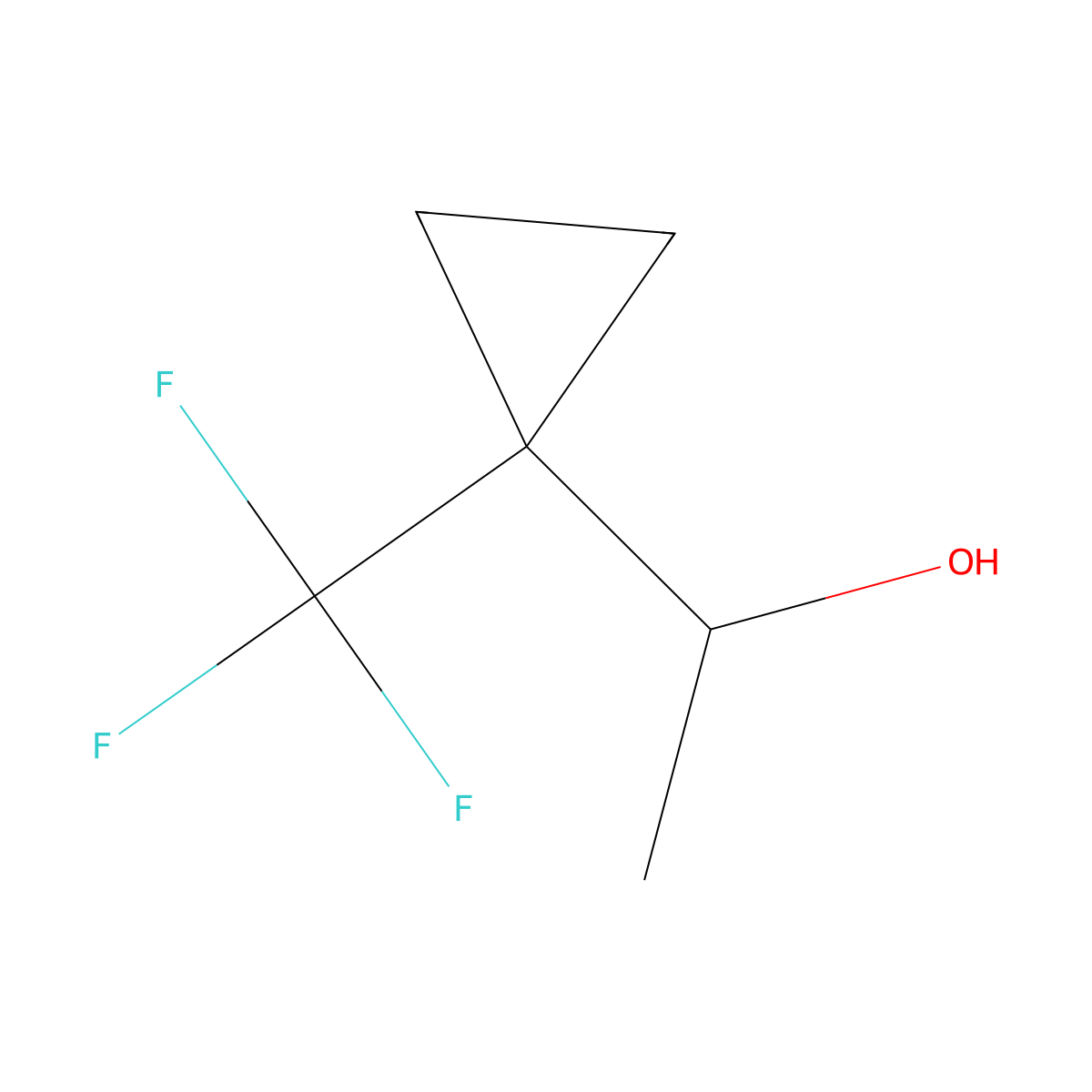 1-[1-(Trifluoromethyl)cyclopropyl]ethan-1-ol molecular structure, CAS 2229383-28-0