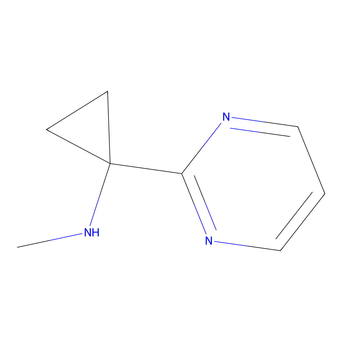 N-methyl-1-(pyrimidin-2-yl)cyclopropan-1-amine molecular structure, CAS 2229384-76-1
