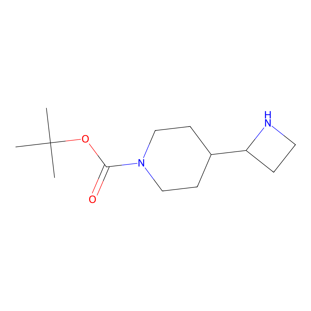 Tert-butyl 4-(azetidin-2-yl)piperidine-1-carboxylate molecular structure, CAS 2229384-80-7