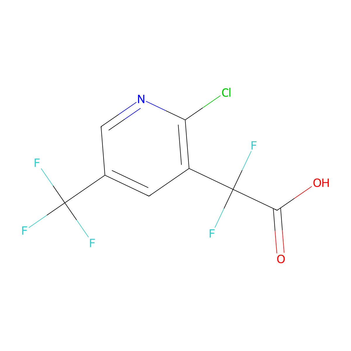 2-[2-Chloro-5-(trifluoromethyl)pyridin-3-yl]-2,2-difluoroacetic acid molecular structure, CAS 2229386-26-7