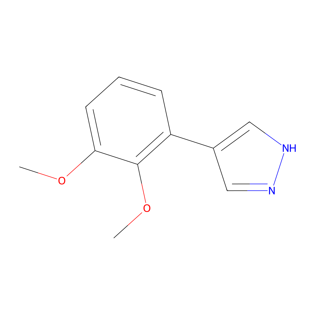 4-(2,3-dimethoxyphenyl)-1H-pyrazole molecular structure, CAS 2229386-29-0