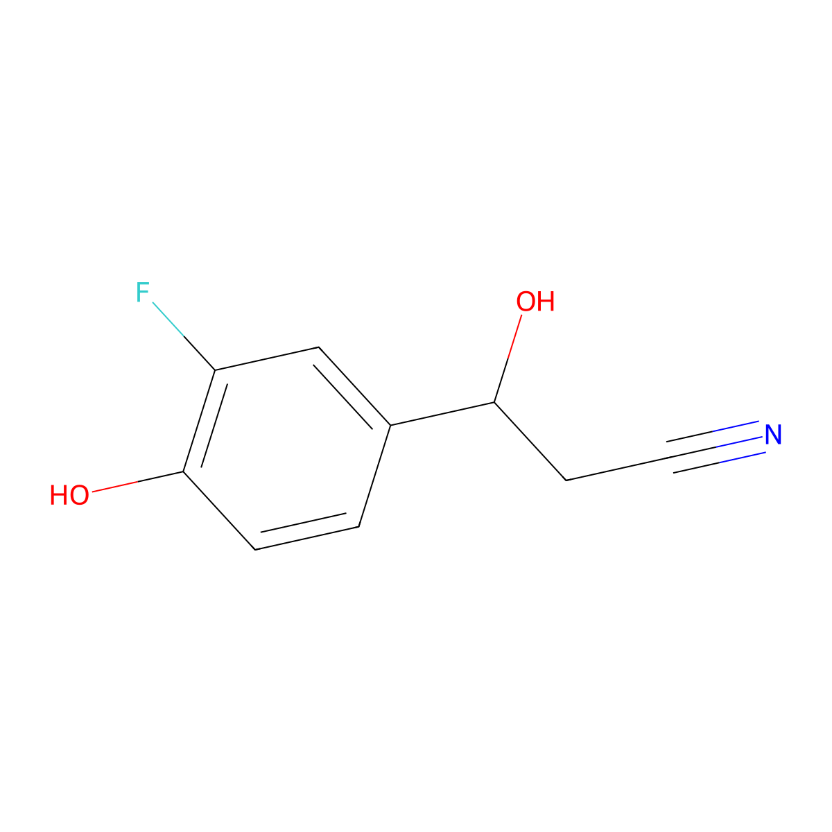 3-(3-Fluoro-4-hydroxyphenyl)-3-hydroxypropanenitrile molecular structure, CAS 2229386-48-3