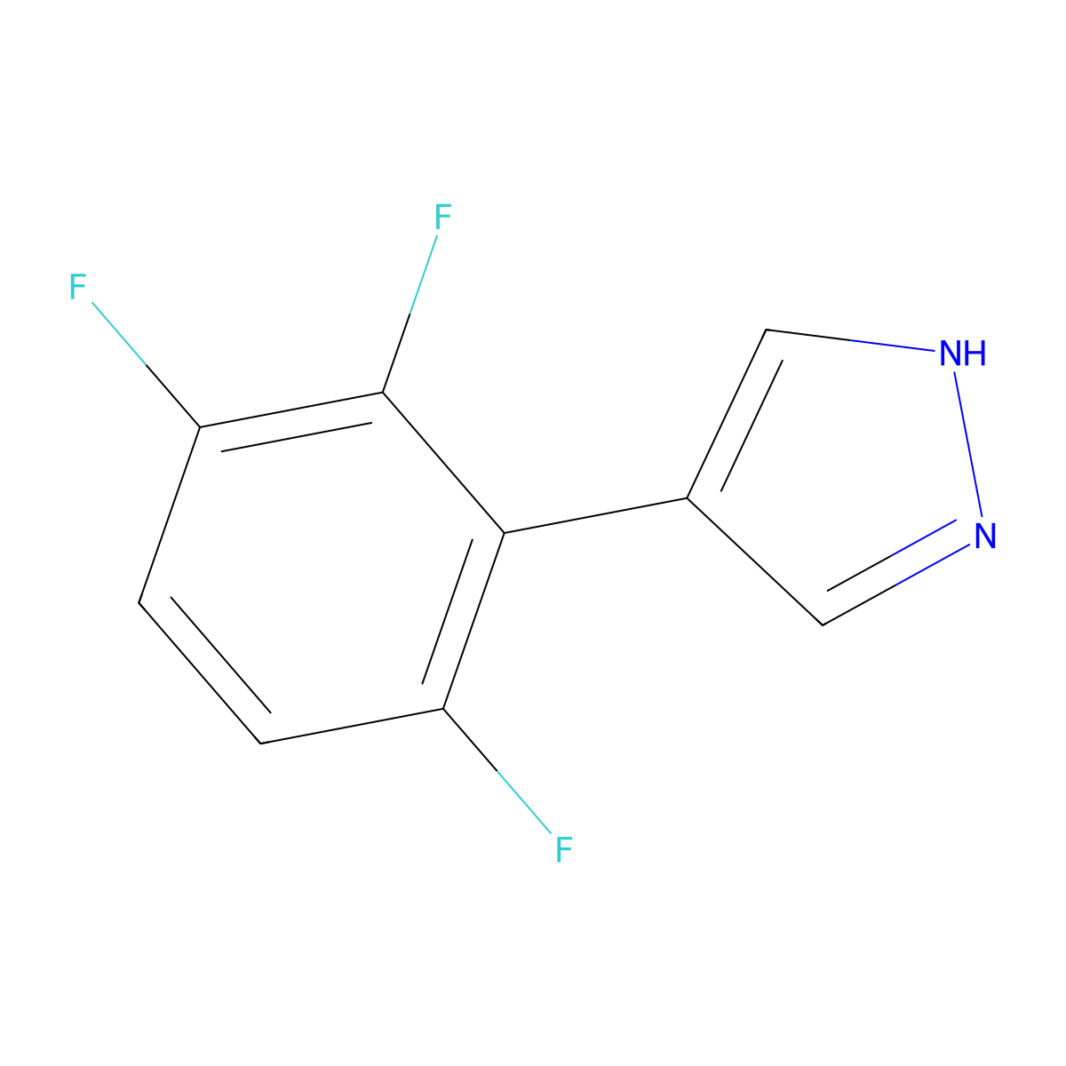 4-(2,3,6-trifluorophenyl)-1H-pyrazole molecular structure, CAS 2229386-98-3