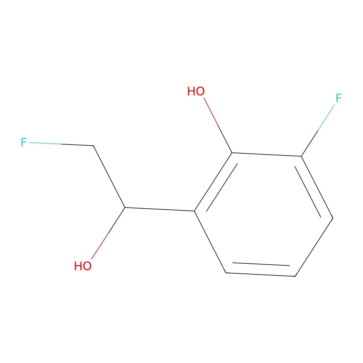 2-Fluoro-6-(2-fluoro-1-hydroxyethyl)phenol molecular structure, CAS 2229389-08-4