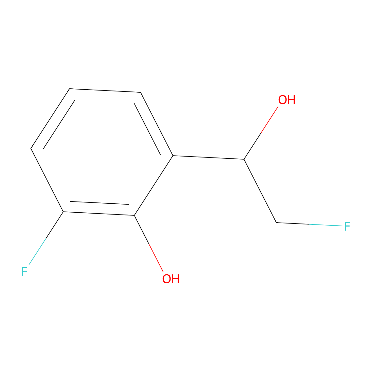 2-Fluoro-6-(2-fluoro-1-hydroxyethyl)phenol molecular structure, CAS 2229389-08-4