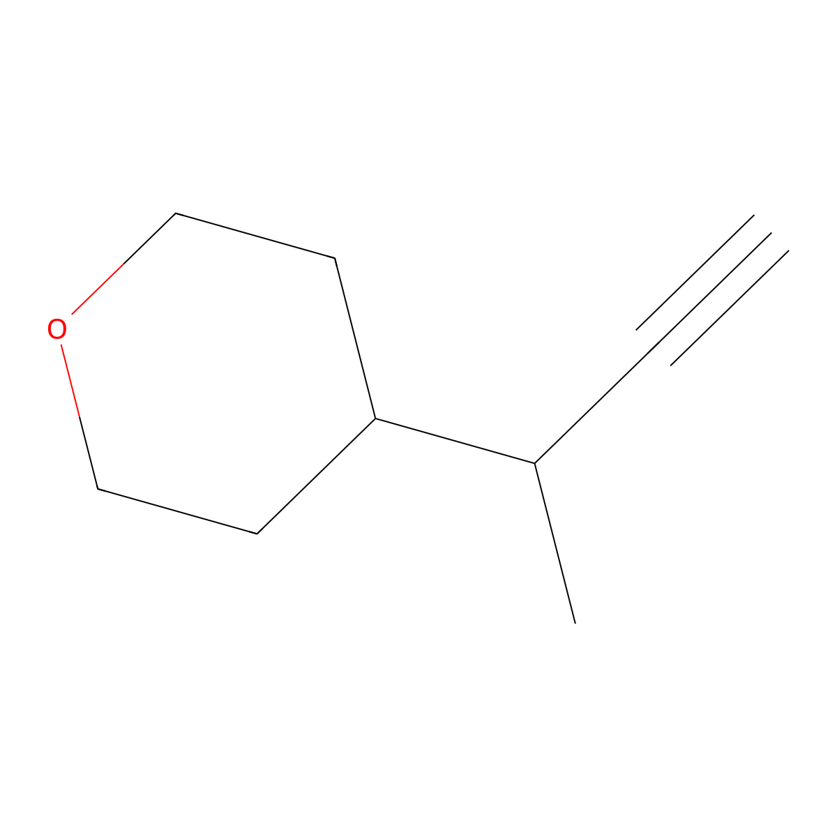 4-(But-3-yn-2-yl)oxane molecular structure, CAS 2229391-31-3