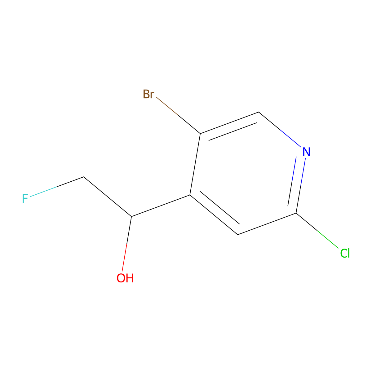 1-(5-Bromo-2-chloropyridin-4-yl)-2-fluoroethan-1-ol molecular structure, CAS 2229393-04-6