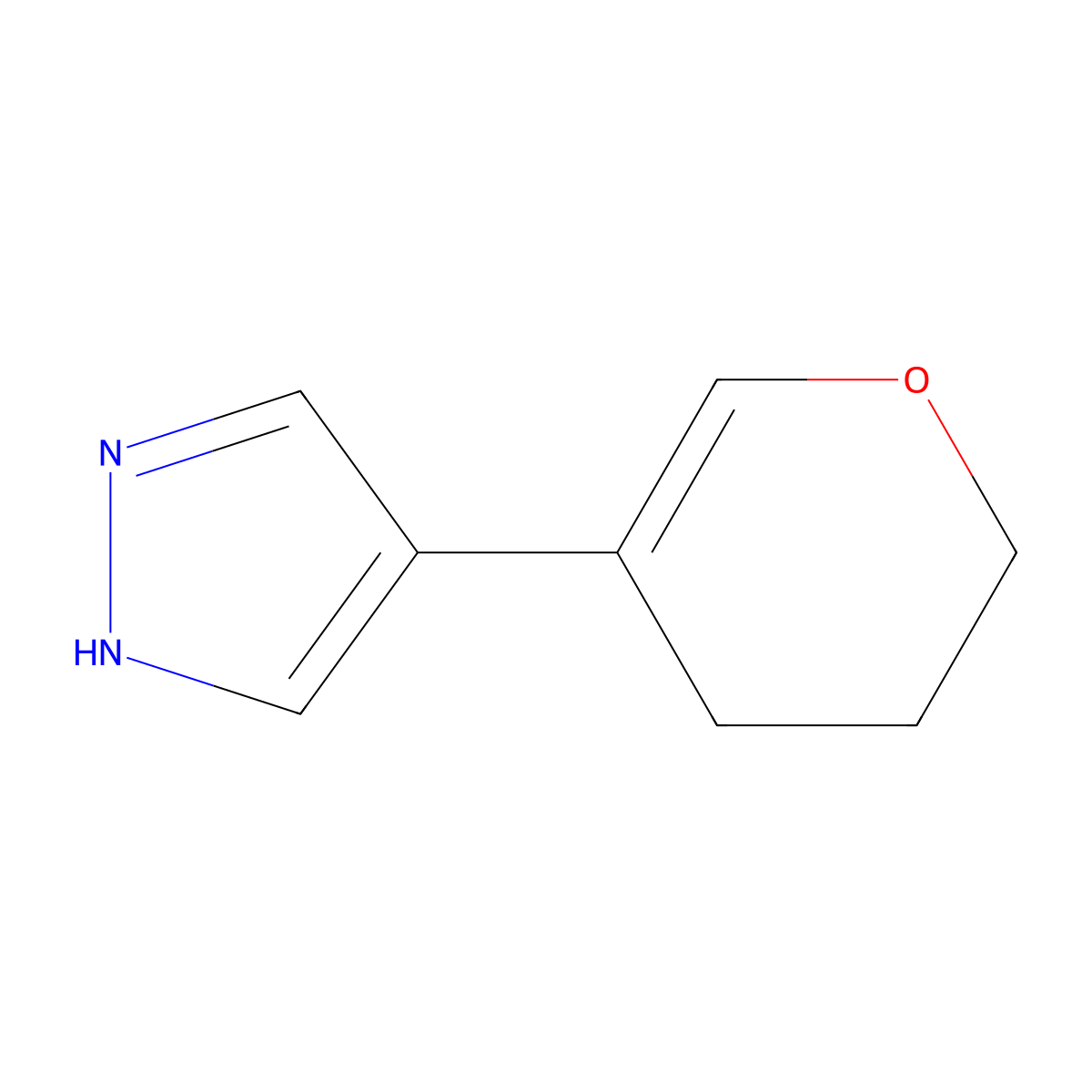 4-(3,4-dihydro-2H-pyran-5-yl)-1H-pyrazole molecular structure, CAS 2229393-54-6