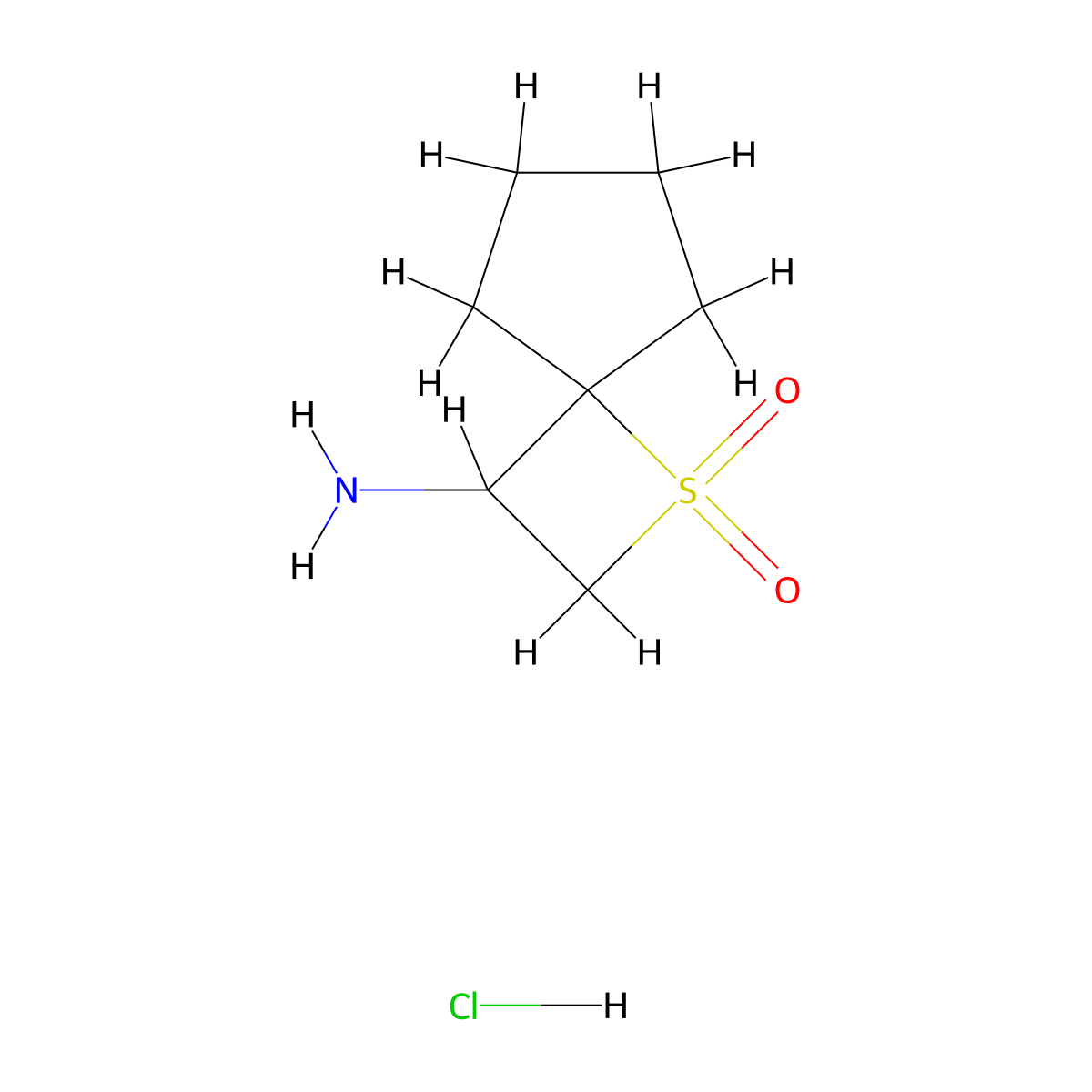 3-Amino-1lambda6-thiaspiro[3.4]octane-1,1-dione hydrochloride molecular structure, CAS 2229393-66-0