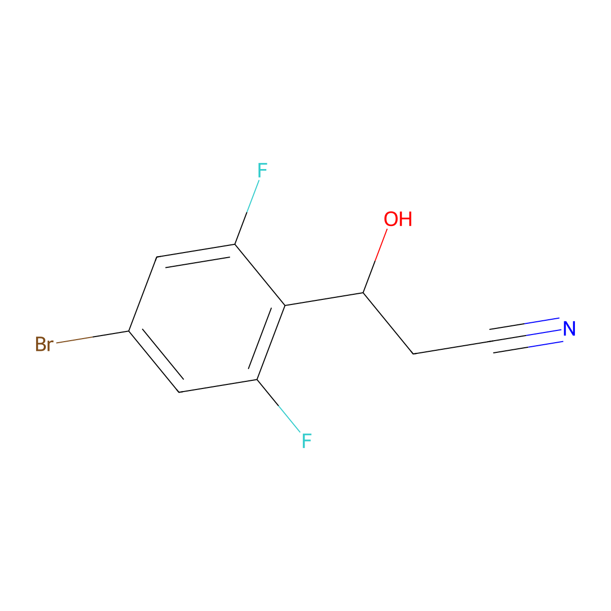3-(4-Bromo-2,6-difluorophenyl)-3-hydroxypropanenitrile molecular structure, CAS 2229394-33-4