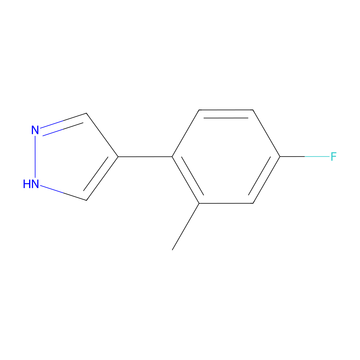 4-(4-fluoro-2-methylphenyl)-1H-pyrazole molecular structure, CAS 2229395-37-1