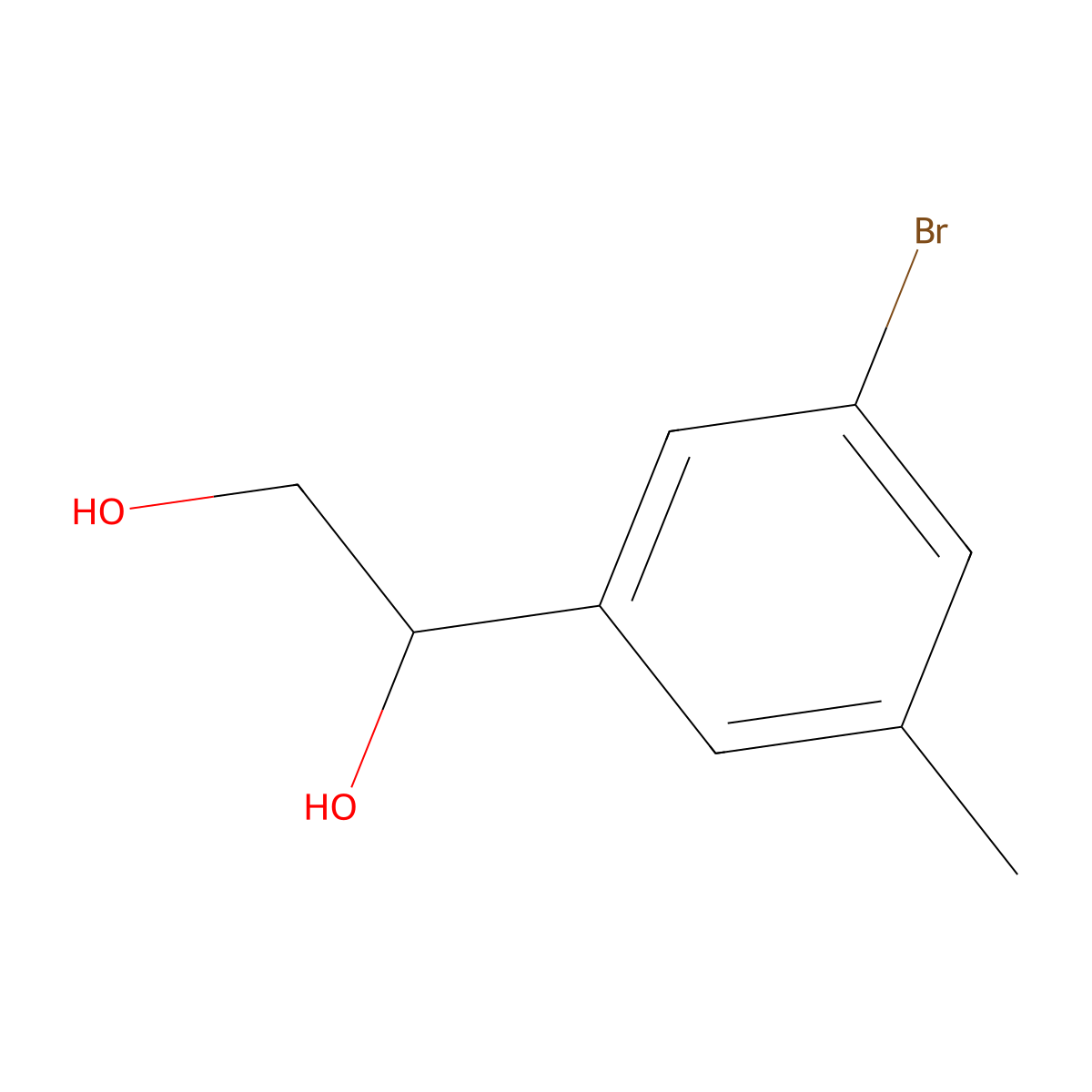 1-(3-Bromo-5-methylphenyl)ethane-1,2-diol molecular structure, CAS 2229396-52-3