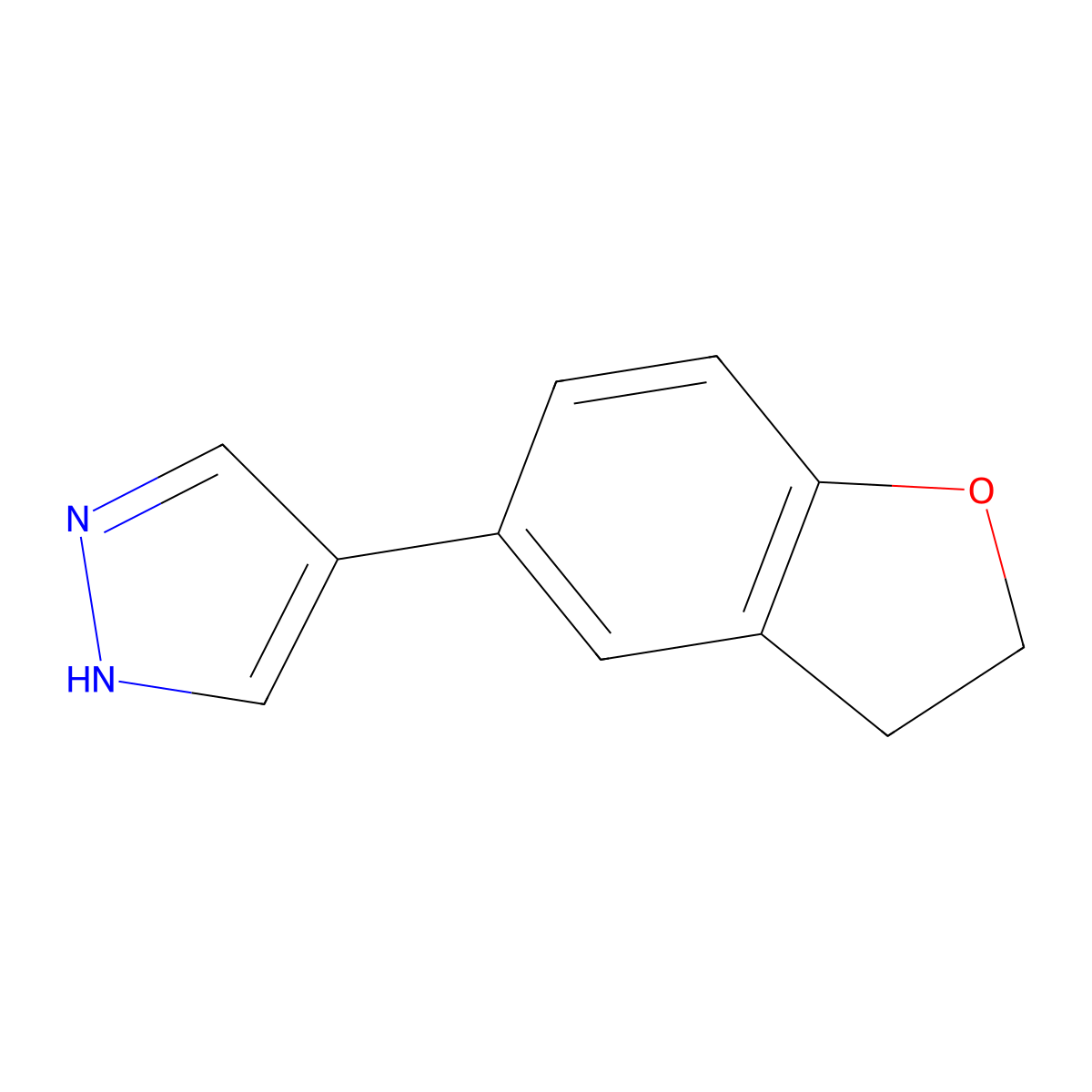 4-(2,3-dihydro-1-benzofuran-5-yl)-1H-pyrazole molecular structure, CAS 2229398-10-9